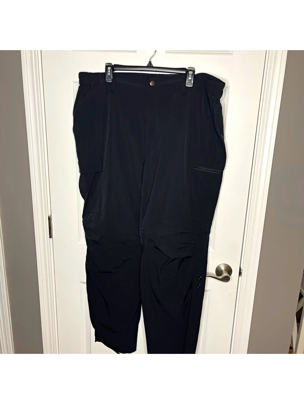 Men’s Black Cargo Hiking Pants 4XL Big & Tall Relaxed Straight Elastic 40Wx32L